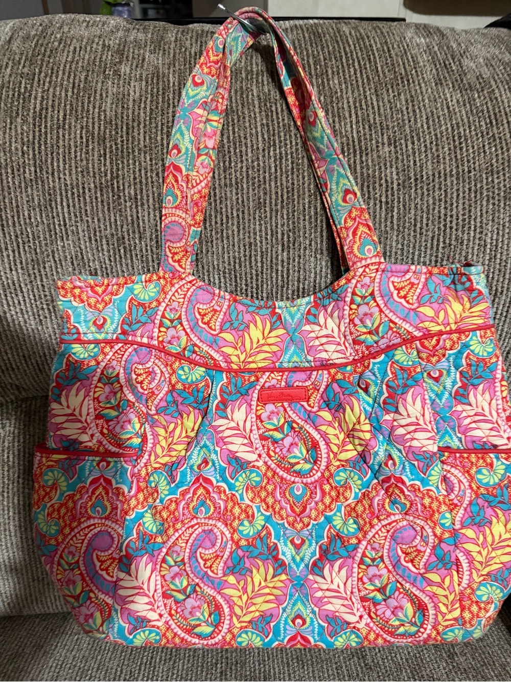 Vera Bradley Pink Turquoise Paisley Quilted Tote